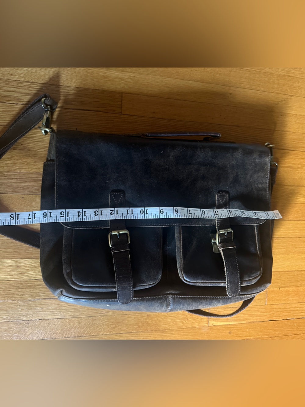 KomalC Brown Leather Classic Academia Crossbody Bag/Laptop Bag - Picture 5 of 8